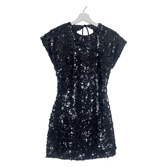 Ganni Velvet Sequins Mini Dress in Black - Picture 6 of 16